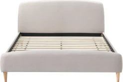 Miliboo Lit Adulte-Lit 2 places 140x200 cm en tissu beige NIELS