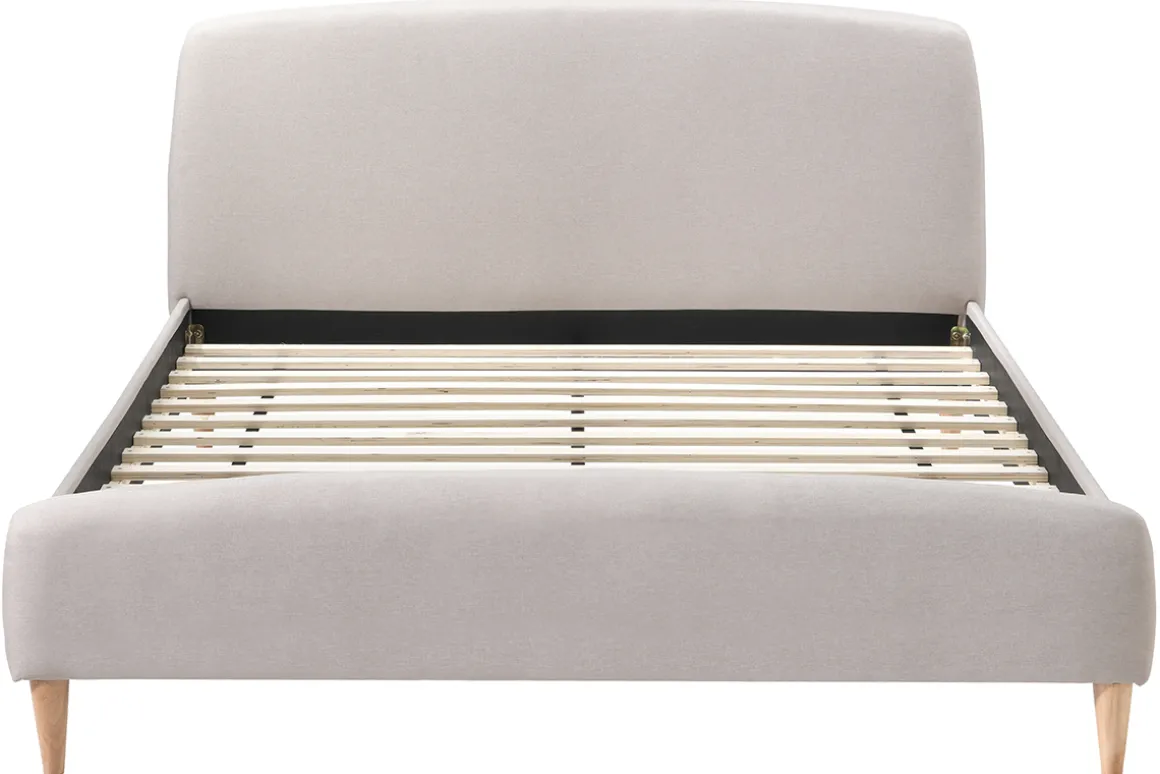 Miliboo Lit Adulte-Lit 2 places 140x200 cm en tissu beige NIELS