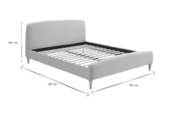 Miliboo Lit Adulte-Lit 2 places 140x200 cm en tissu beige NIELS