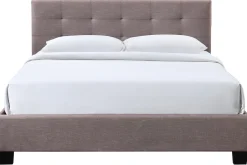 Miliboo Lit Adulte-Lit 2 places 160x200 cm en tissu camel capitonné MARQUISE