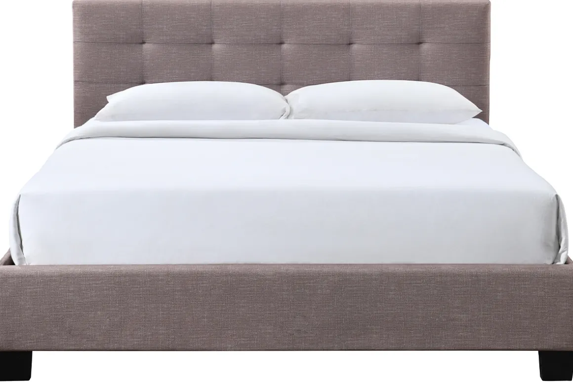 Miliboo Lit Adulte-Lit 2 places 160x200 cm en tissu camel capitonné MARQUISE