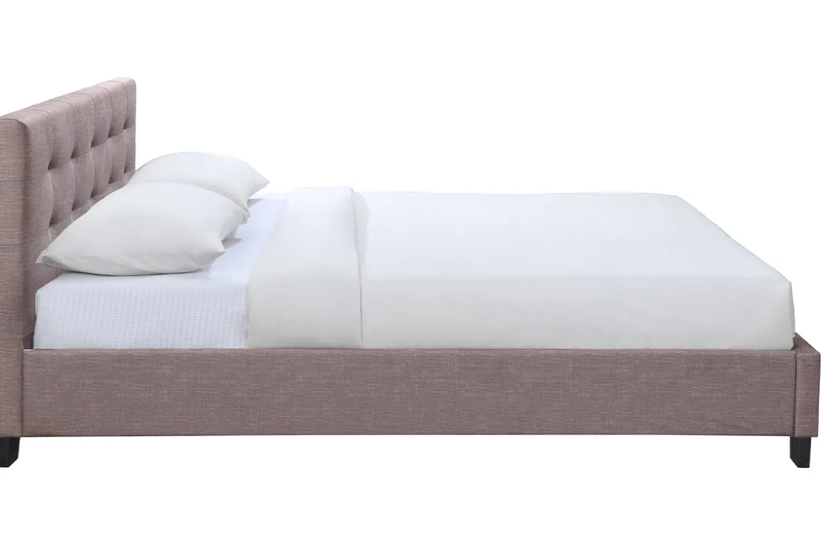 Miliboo Lit Adulte-Lit 2 places 160x200 cm en tissu camel capitonné MARQUISE