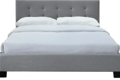 Miliboo Lit Adulte-Lit 2 places 160x200 cm en tissu gris capitonné MARQUISE