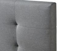 Miliboo Lit Adulte-Lit 2 places 160x200 cm en tissu gris capitonné MARQUISE