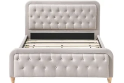 Miliboo Lit Adulte-Lit 2 places 160x200 cm en tissu beige capitonné KRISTEN