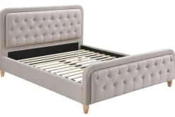 Miliboo Lit Adulte-Lit 2 places 160x200 cm en tissu beige capitonné KRISTEN