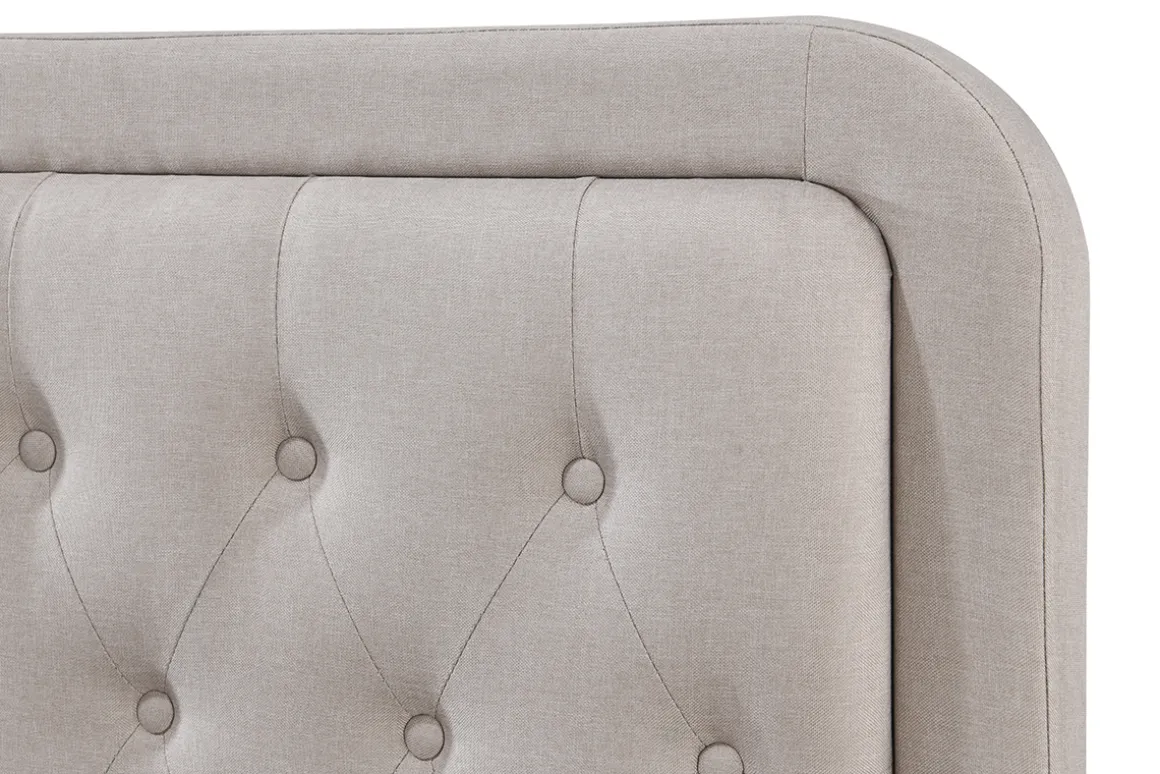 Miliboo Lit Adulte-Lit 2 places 160x200 cm en tissu beige capitonné KRISTEN