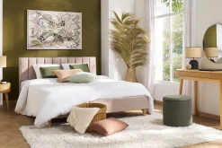 Miliboo Lit Adulte-Lit 2 places 160x200 cm en tissu beige DIANE