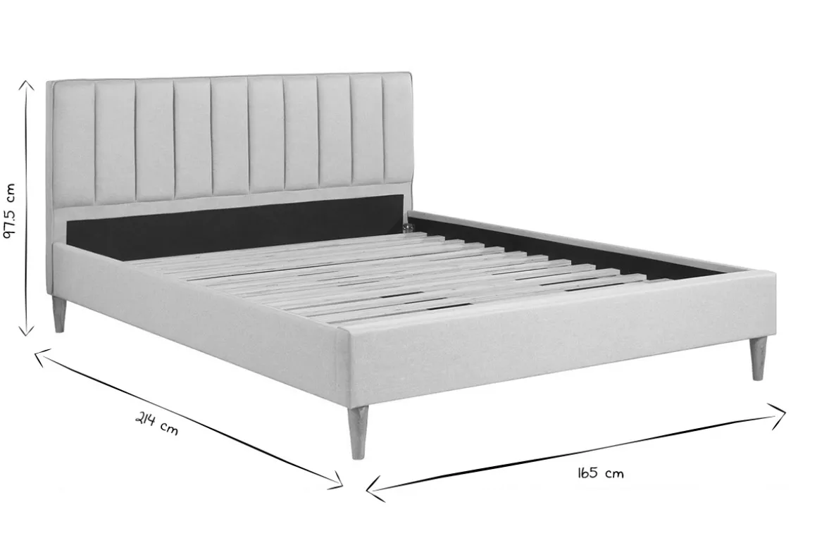 Miliboo Lit Adulte-Lit 2 places 160x200 cm en tissu beige DIANE