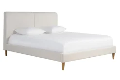 Miliboo Lit Adulte-Lit 2 places 160x200 cm en tissu beige et bois clair SALOME