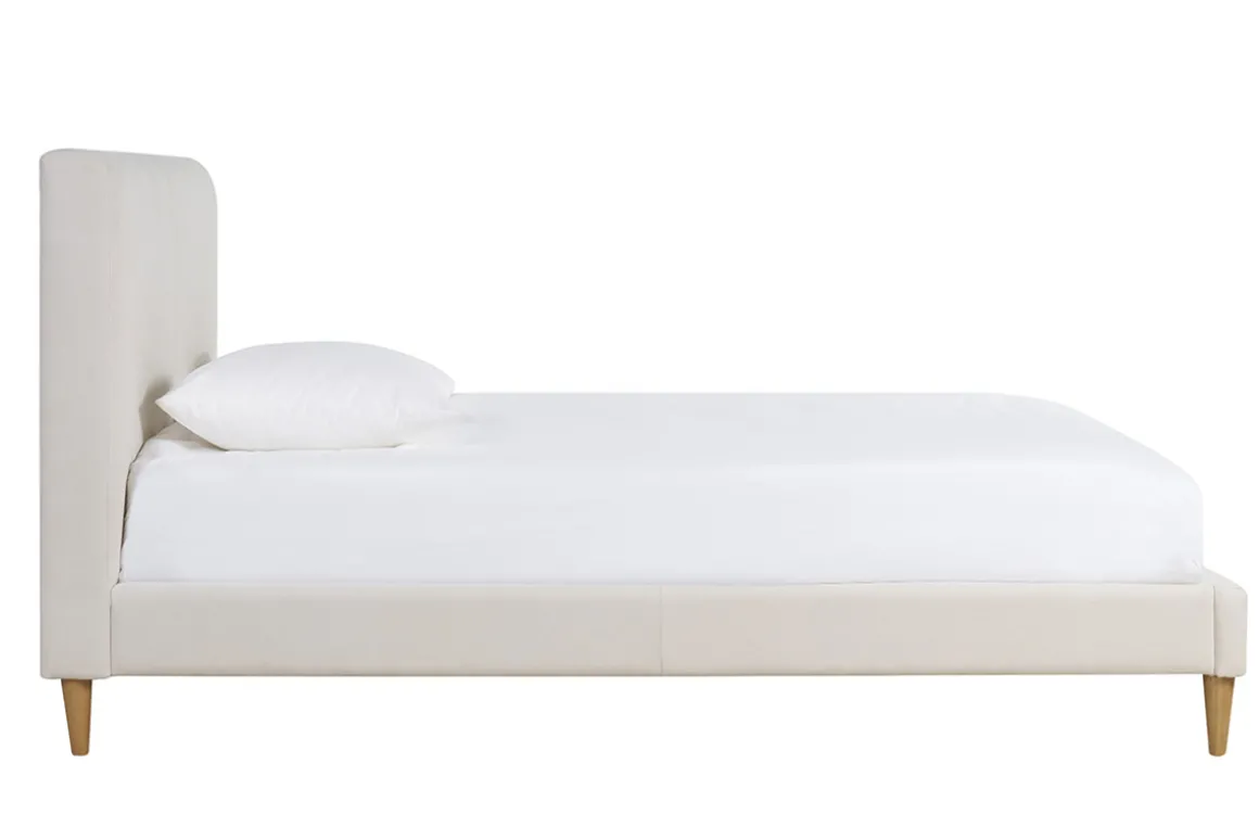 Miliboo Lit Adulte-Lit 2 places 160x200 cm en tissu beige et bois clair SALOME