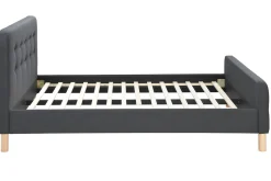 Miliboo Lit Adulte-Lit 2 places 160x200 cm en tissu gris foncé capitonné HOLSEN