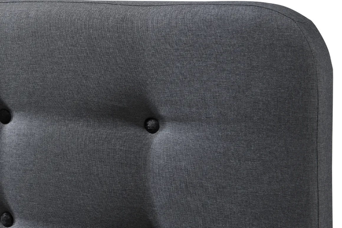 Miliboo Lit Adulte-Lit 2 places 160x200 cm en tissu gris foncé capitonné HOLSEN