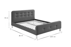 Miliboo Lit Adulte-Lit 2 places 160x200 cm en tissu gris foncé capitonné HOLSEN