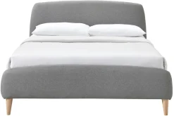 Miliboo Lit Adulte-Lit 2 places 140x200 cm en tissu gris NIELS