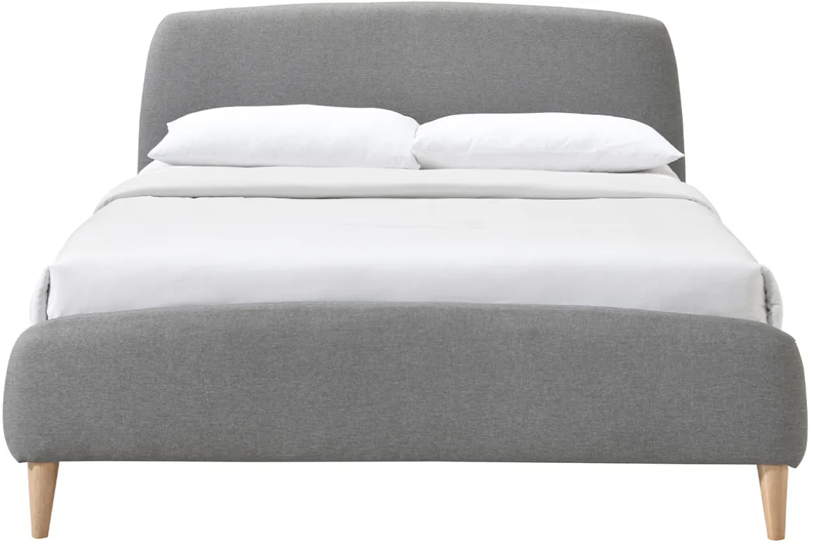 Miliboo Lit Adulte-Lit 2 places 140x200 cm en tissu gris NIELS