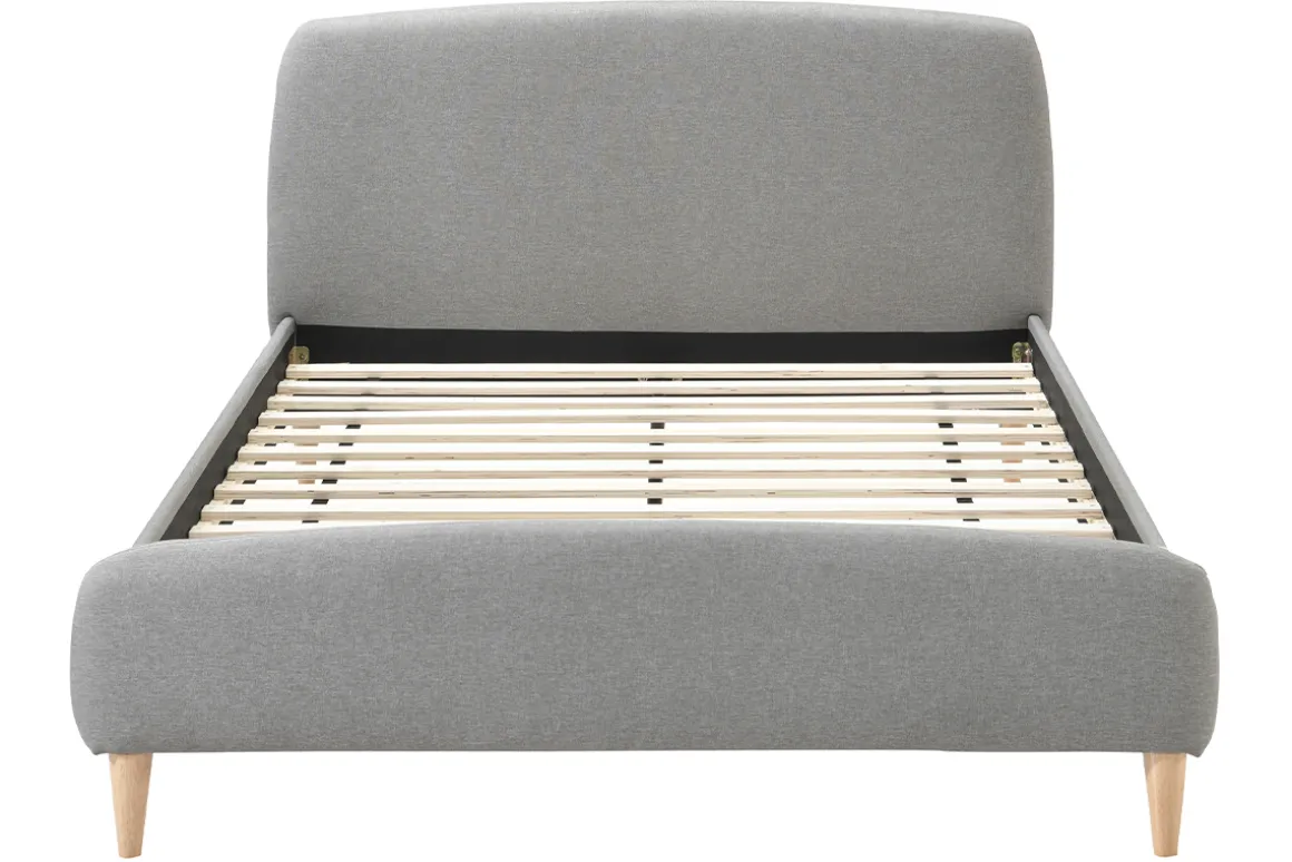 Miliboo Lit Adulte-Lit 2 places 140x200 cm en tissu gris NIELS