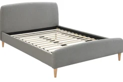 Miliboo Lit Adulte-Lit 2 places 140x200 cm en tissu gris NIELS