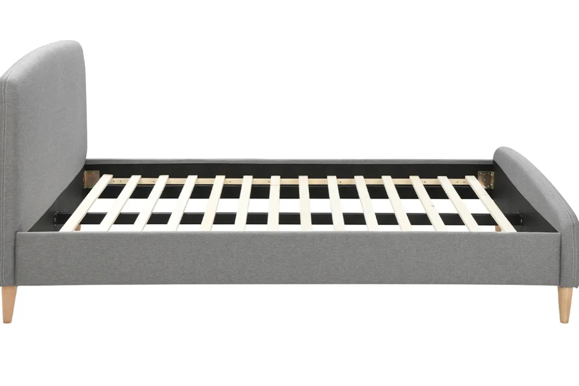 Miliboo Lit Adulte-Lit 2 places 140x200 cm en tissu gris NIELS