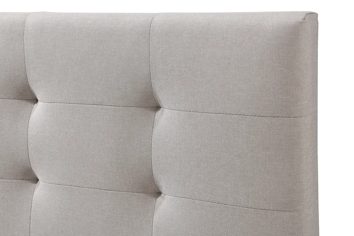 Miliboo Lit Adulte-Lit 2 places 160x200 cm en tissu lin beige capitonné MARQUISE