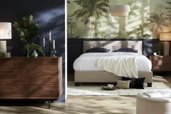 Miliboo Lit Adulte-Lit 2 places 160x200 cm en tissu lin beige capitonné MARQUISE