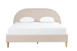 Miliboo Lit Adulte-Lit 2 places 160x200 en tissu beige CHARLINE