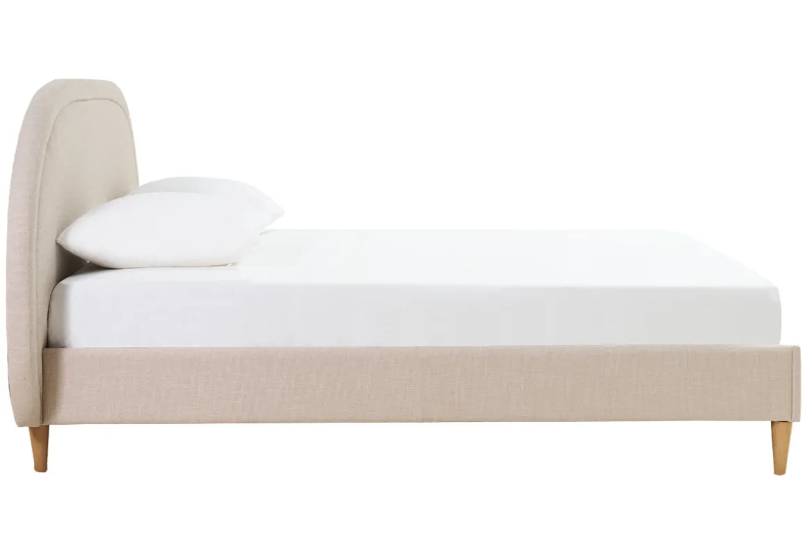 Miliboo Lit Adulte-Lit 2 places 160x200 en tissu beige CHARLINE