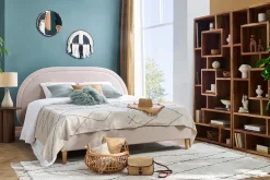 Miliboo Lit Adulte-Lit 2 places 160x200 en tissu beige CHARLINE