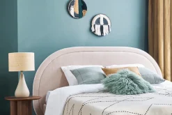 Miliboo Lit Adulte-Lit 2 places 160x200 en tissu beige CHARLINE