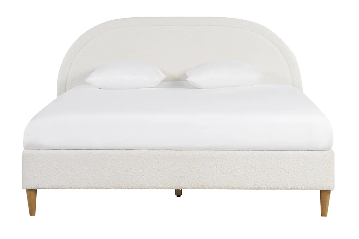 Miliboo Lit Adulte-Lit 2 places 160x200 en tissu effet laine bouclée CHARLINE