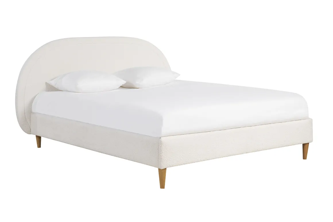 Miliboo Lit Adulte-Lit 2 places 160x200 en tissu effet laine bouclée CHARLINE