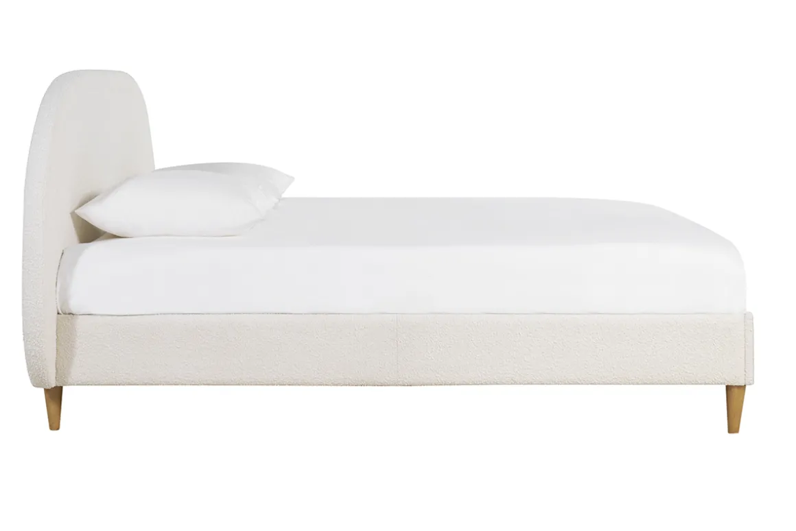 Miliboo Lit Adulte-Lit 2 places 160x200 en tissu effet laine bouclée CHARLINE