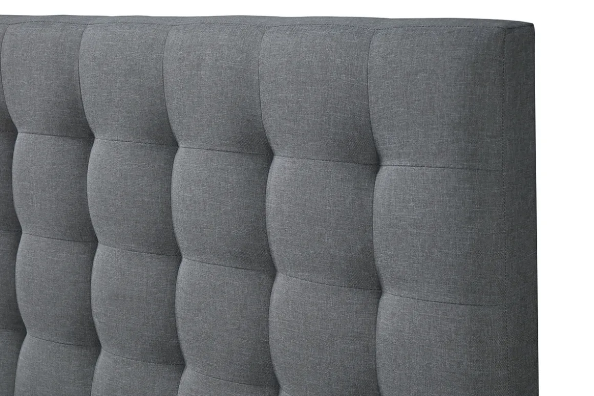 Miliboo Lit Adulte-Lit 2 places 160x200 en tissu gris clair capitonné DANAE