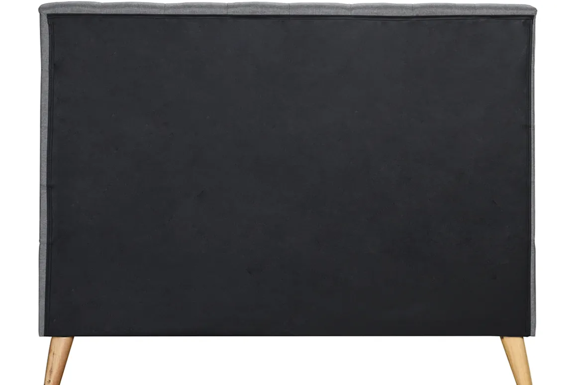 Miliboo Lit Adulte-Lit 2 places 140x200cm en bois et tissu gris capitonné LYNN