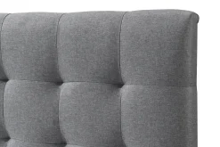 Miliboo Lit Adulte-Lit 2 places 140x200cm en bois et tissu gris capitonné LYNN