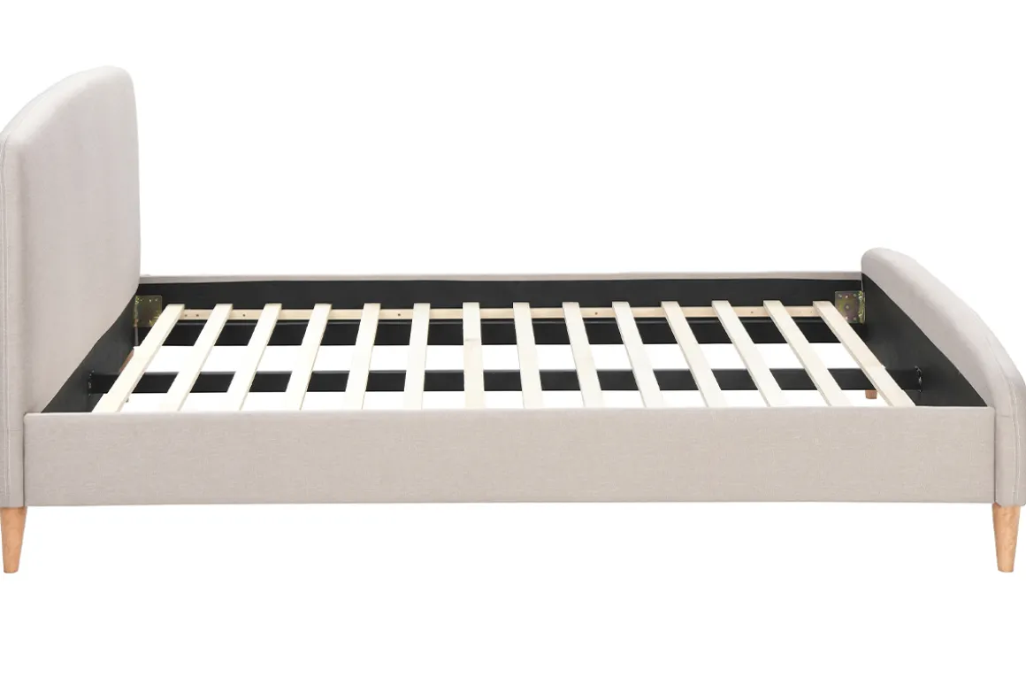 Miliboo Lit Adulte-Lit 2 places 160x200cm en tissu beige NIELS