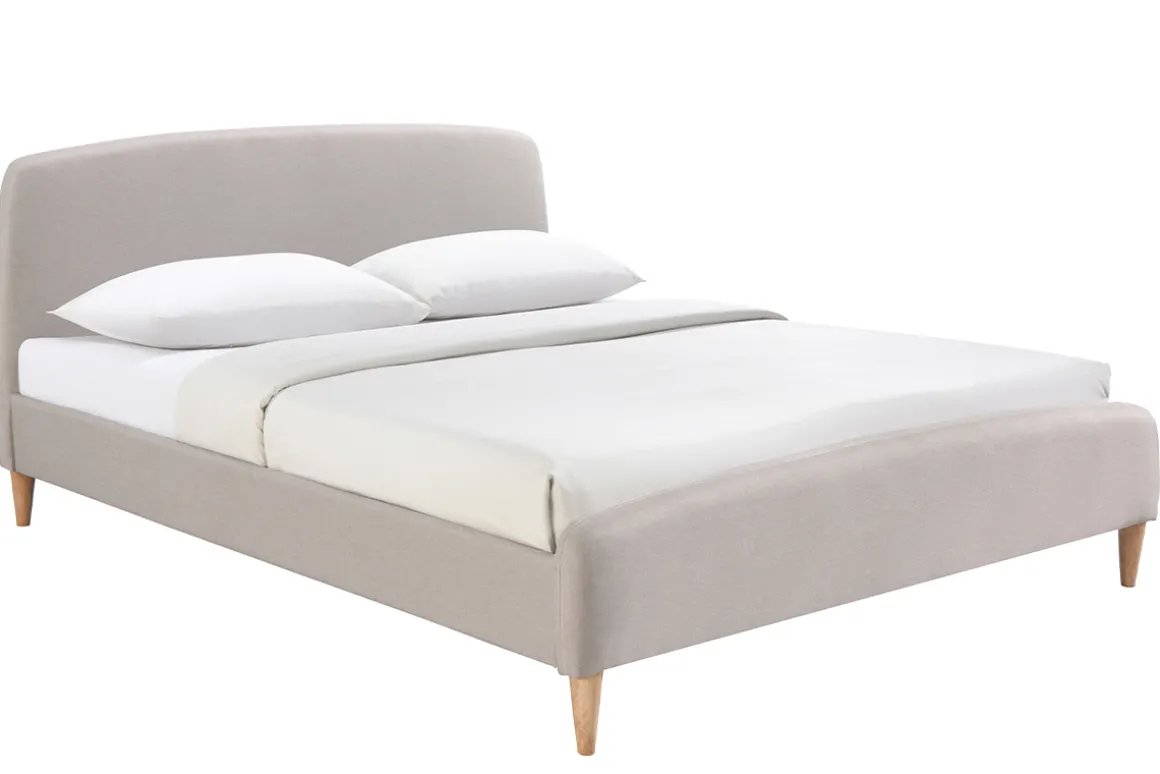 Miliboo Lit Adulte-Lit 2 places 160x200cm en tissu beige NIELS