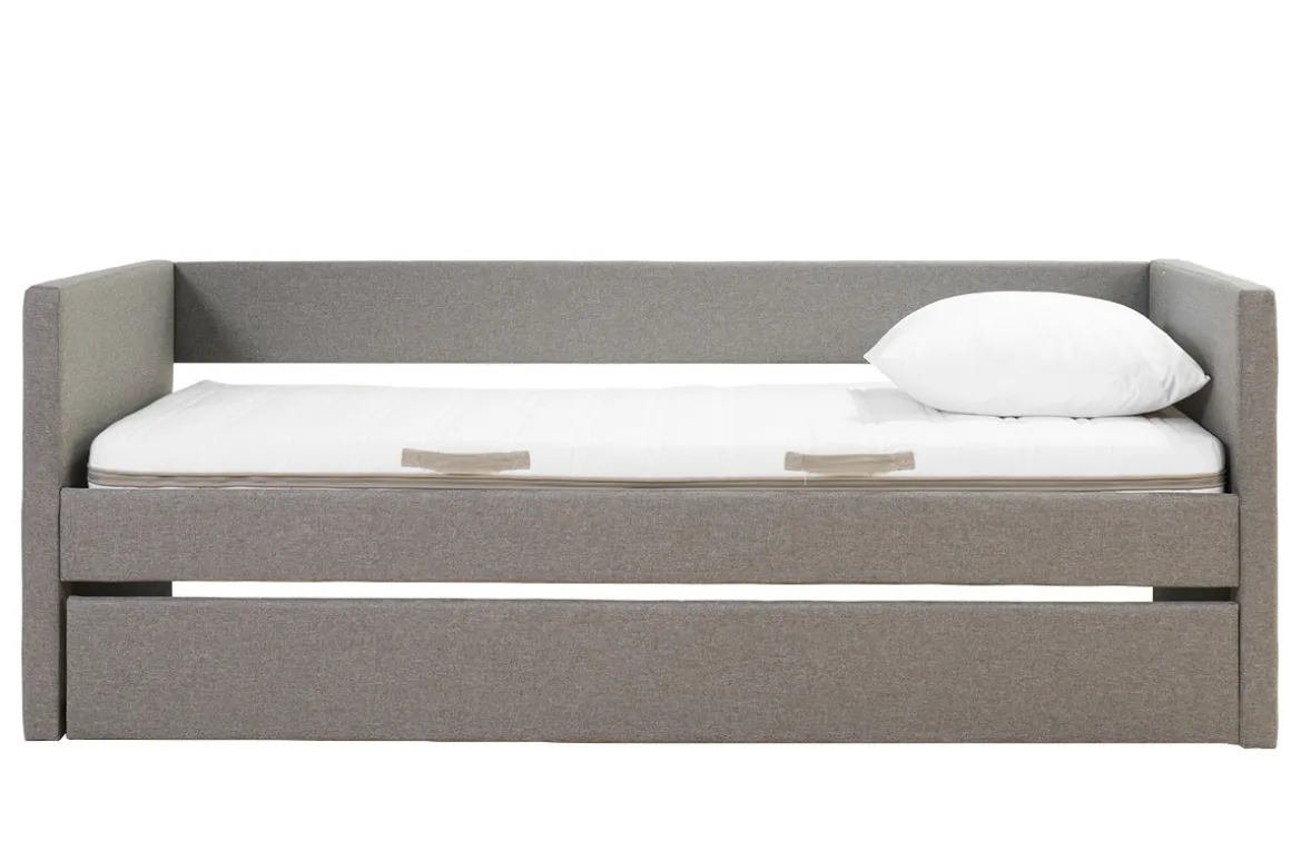 Miliboo Lit Adulte|Lit Enfant-Lit gigogne en tissu gris 90x190 cm ELIE