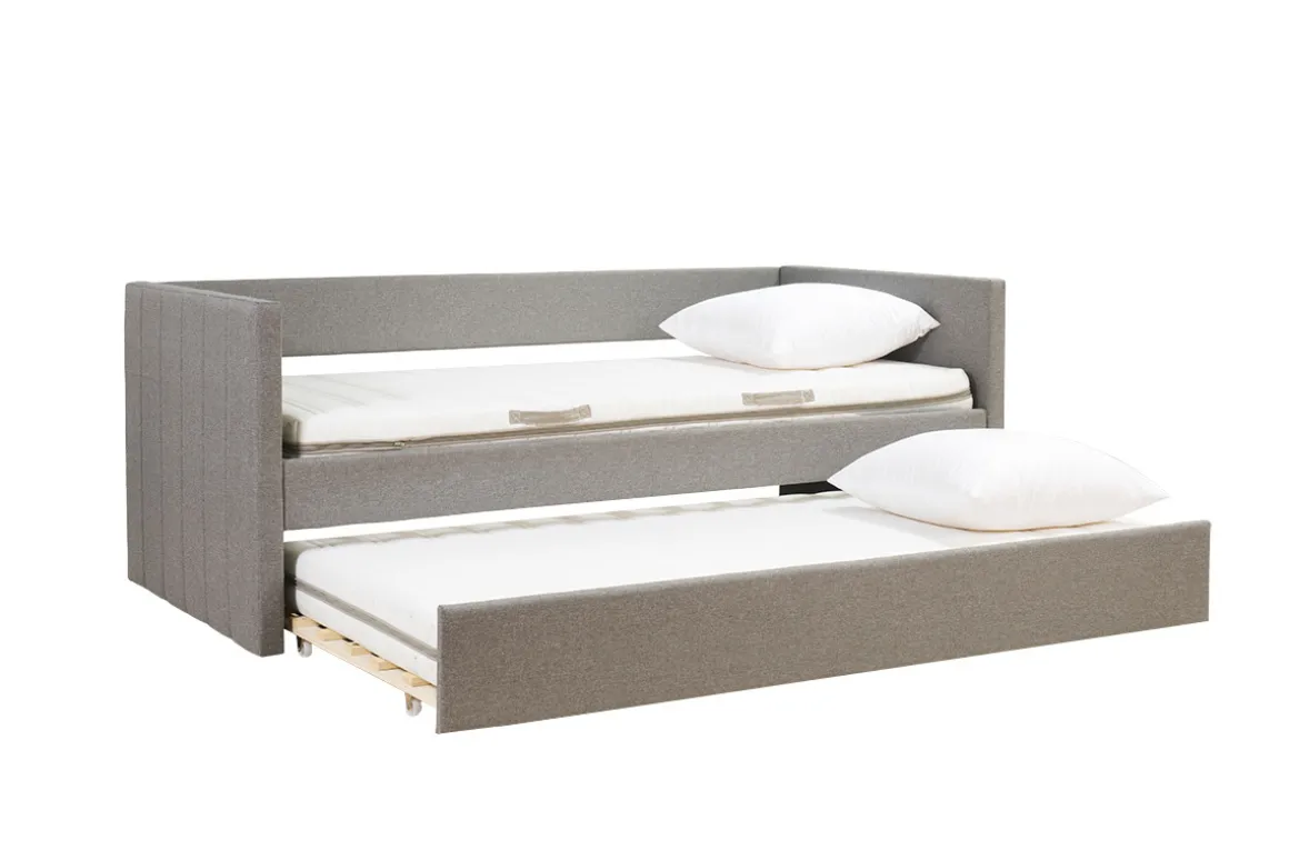 Miliboo Lit Adulte|Lit Enfant-Lit gigogne en tissu gris 90x190 cm ELIE