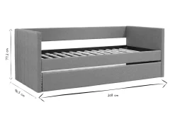 Miliboo Lit Adulte|Lit Enfant-Lit gigogne en tissu gris 90x190 cm ELIE