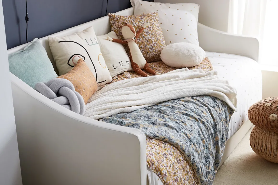 Miliboo Lit Adulte|Lit Enfant-Lit gigogne en tissu gris clair 90x190 cm BEKKER