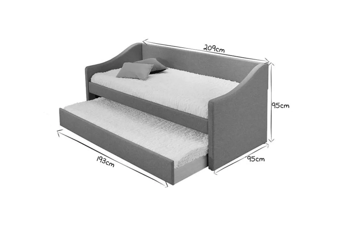 Miliboo Lit Adulte|Lit Enfant-Lit gigogne en tissu gris clair 90x190 cm BEKKER