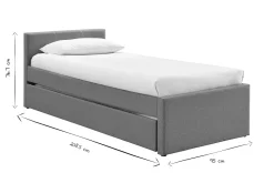 Miliboo Lit Enfant|Lit Enfant-Lit gigogne gris 90x190 cm MACCO