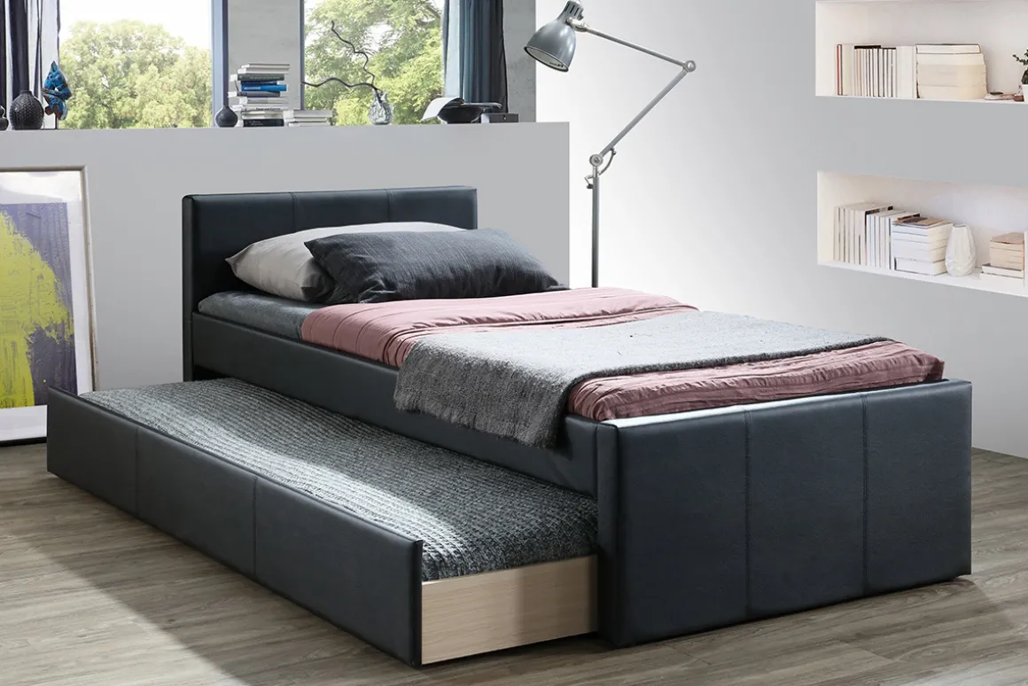 Miliboo Lit Adulte|Lit Enfant-Lit gigogne 90x190 cm noir mat MACCO