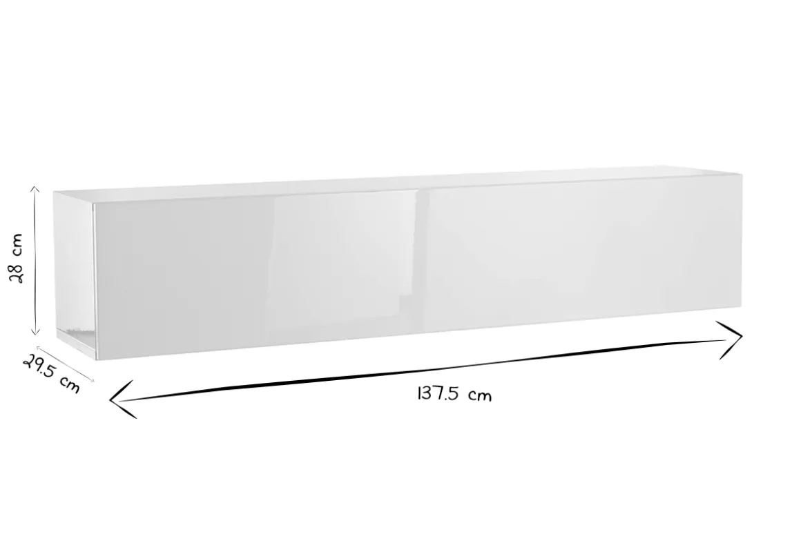 Miliboo Bibliothèque Et Étagère|Bibliothèque Et Étagère-Élément mural TV horizontal blanc laqué brillant L138 cm ETERNEL