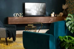 Miliboo Bibliothèque Et Étagère|Bibliothèque Et Étagère-Élément mural TV horizontal finition bois foncé noyer L138 cm ETERNEL