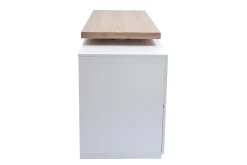 Miliboo Table De Bar / Bar-Îlot - table de bar modulable avec rangement blanc mat et bois clair chêne L140-165 cm MAX