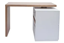 Miliboo Table De Bar / Bar-Îlot - table de bar modulable avec rangement blanc mat et bois clair chêne L140-165 cm MAX