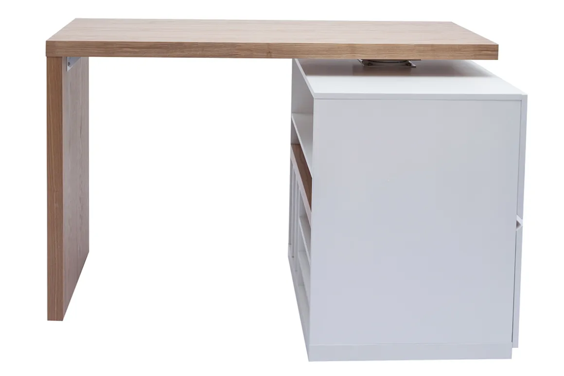 Miliboo Table De Bar / Bar-Îlot - table de bar modulable avec rangement blanc mat et bois clair chêne L140-165 cm MAX