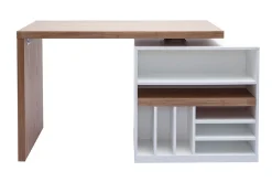 Miliboo Table De Bar / Bar-Îlot - table de bar modulable avec rangement blanc mat et bois clair chêne L140-165 cm MAX